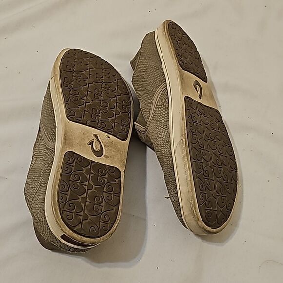 OluKai | Snake Textured Suede Leather Slip On Shoes 9 - Picture 7 of 7